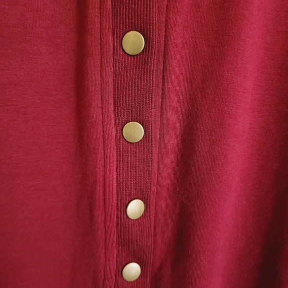 MEROKEETY Burgundy Long Gold Snap Cardigan Sweater Size M - Picture 7 of 12